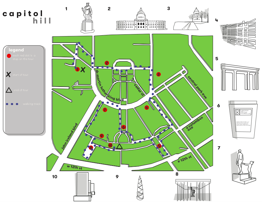 This is an image of the Capitol Grounds tour map, to demonstrate the work that Anna Smith has done. 